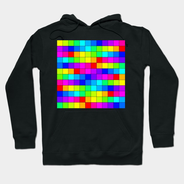 Rainbow Squares Black Lines Hoodie by XTUnknown